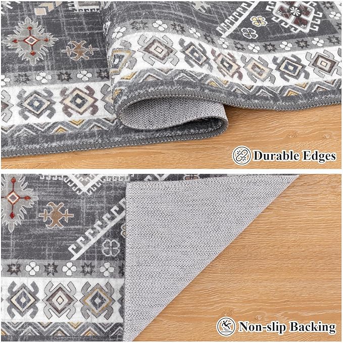 HEBE Washable Kitchen Rugs Runner 2'x 8', Non Slip Hallway Runner Rug, Low Pile - Image 6