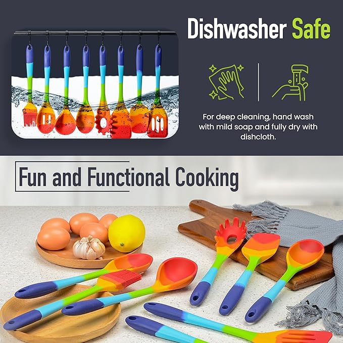 9-Piece Rainbow Silicone Spatula Set - Image 6