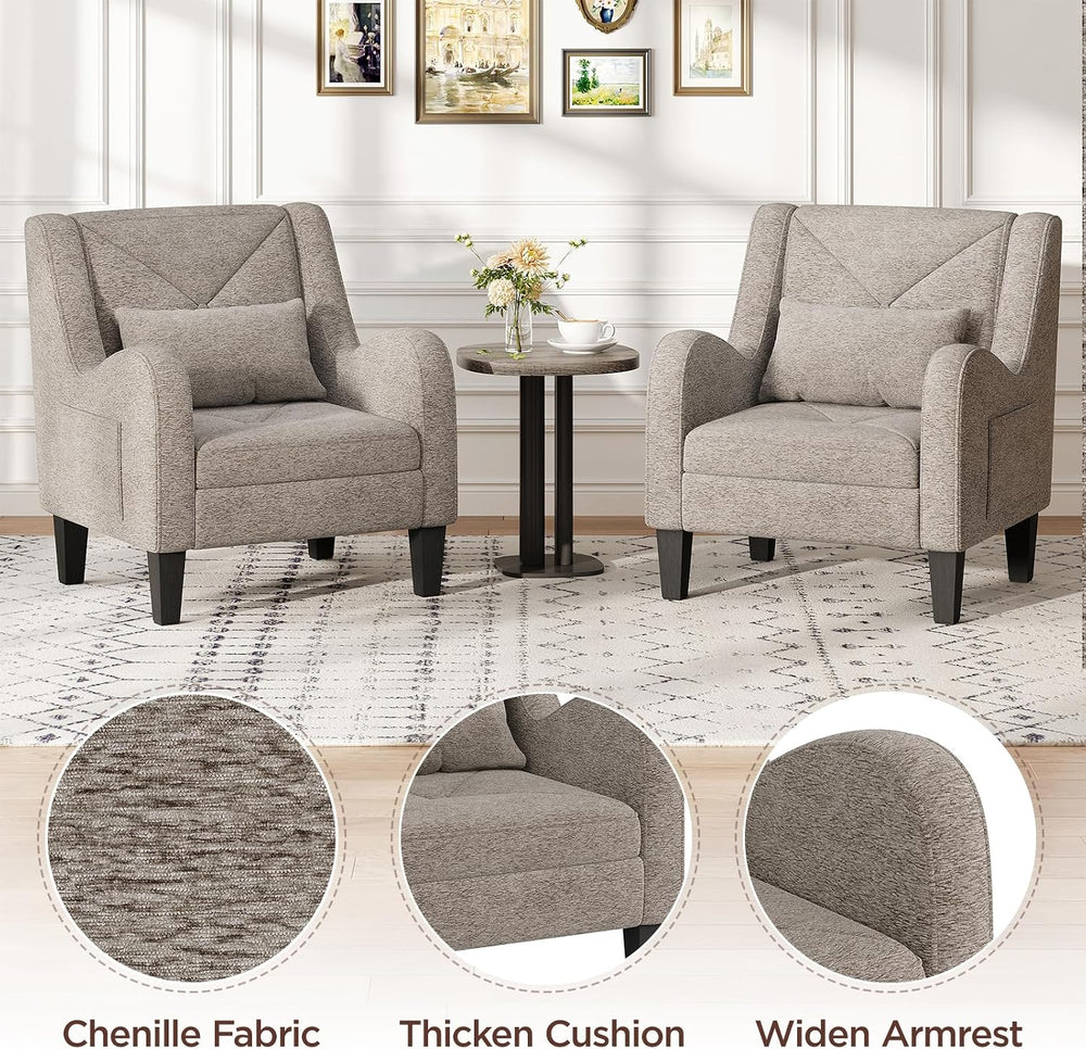 Maupvit Chenille Accent Chair for Living Room Bedroom Chair Comfy Reading Cha...