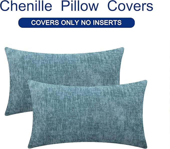 CaliTime Throw Pillow Covers Decorative 16 X 26 Inches Pack of 2 Cozy Chenille - Image 6
