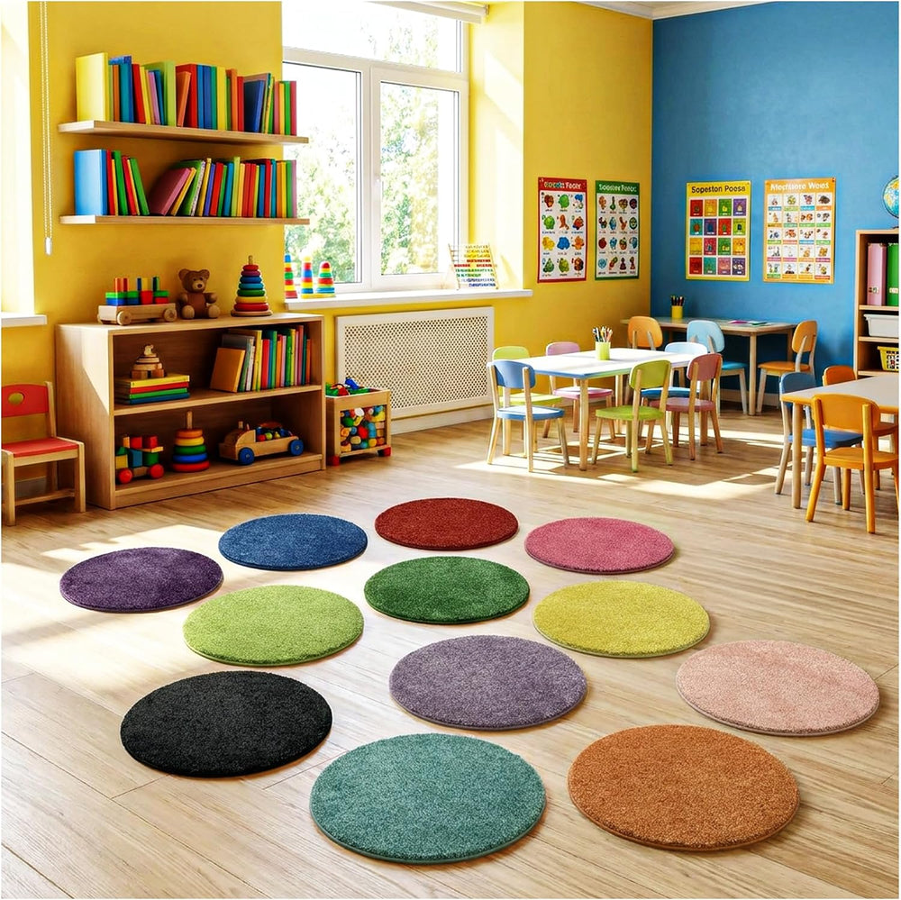 Koeckritz Rugs Rainbow Carpet Circle Seats, Set of 12, 18" Round