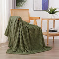 Olive Green Fleece Throw Blanket 60”×80” by linecooo