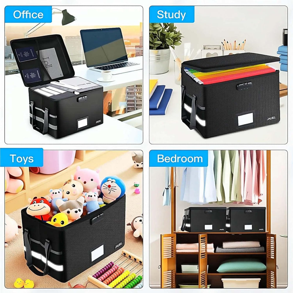 Fireproof File Box with Lock, Document Storage Organizer with Lid, Handle