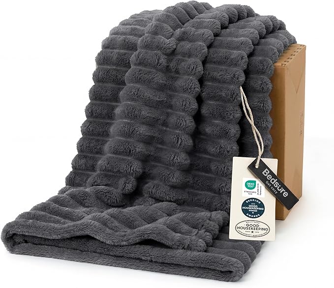 Bedsure GentleSoft Grey Fleece Twin Blanket by BEDSURE