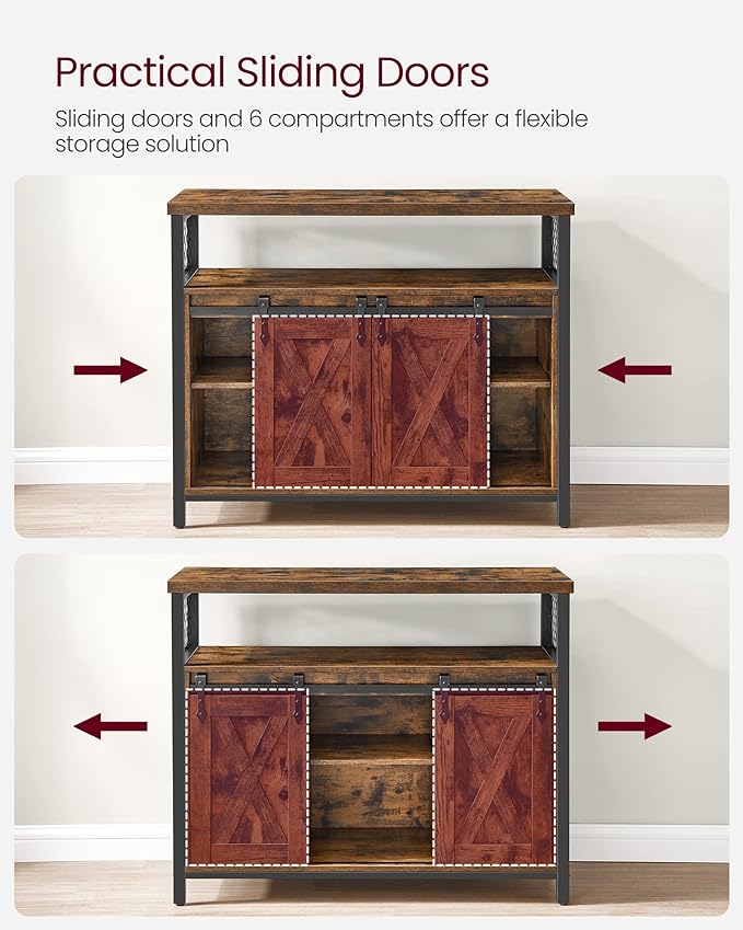 VASAGLE Buffet Cabinet, Coffee Bar Storage Cabinet, Sideboard with 2 Sliding ...