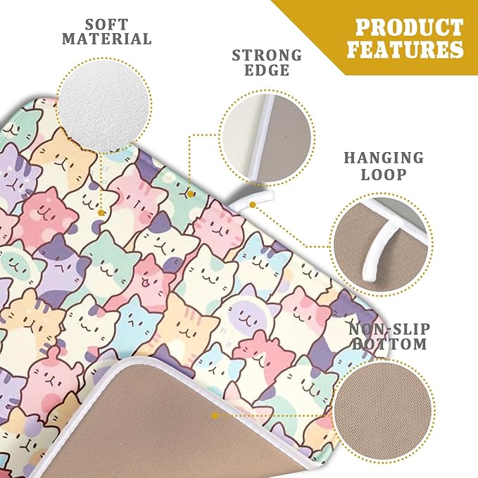 Colorful Cats Dish Drying Mat 16x18 inch Cute Animal Microfiber Reversible Fast - Image 4