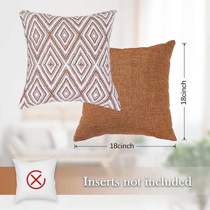 HPUK Decorative Throw Pillow Covers Set of 4 Geometric Design Linen Cushion - Image 3