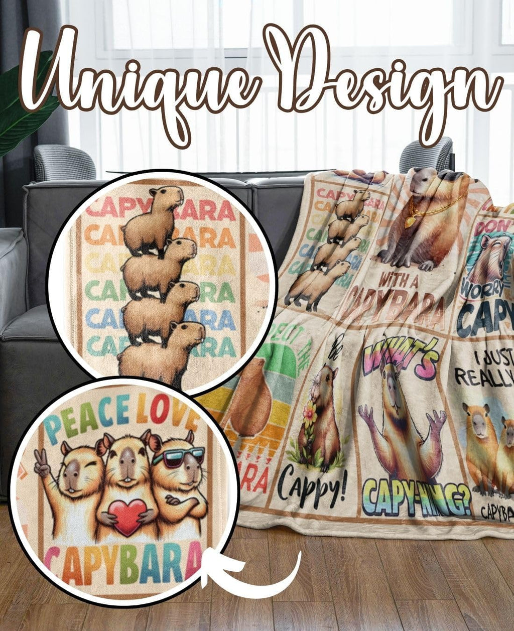 Capybara Blanket Gifts for Women Men Kids Boys Girls, Funny Gifts for Capybara Lovers on Thanksgiving, Christmas, Birthday-40 x 50"
