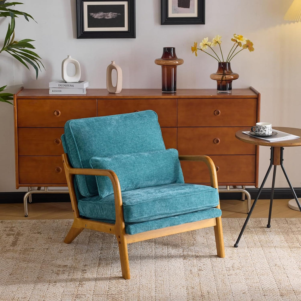VINGLI Chenille Mid-Century Modern Accent Chair, Cute Reading Arm Chair with ...