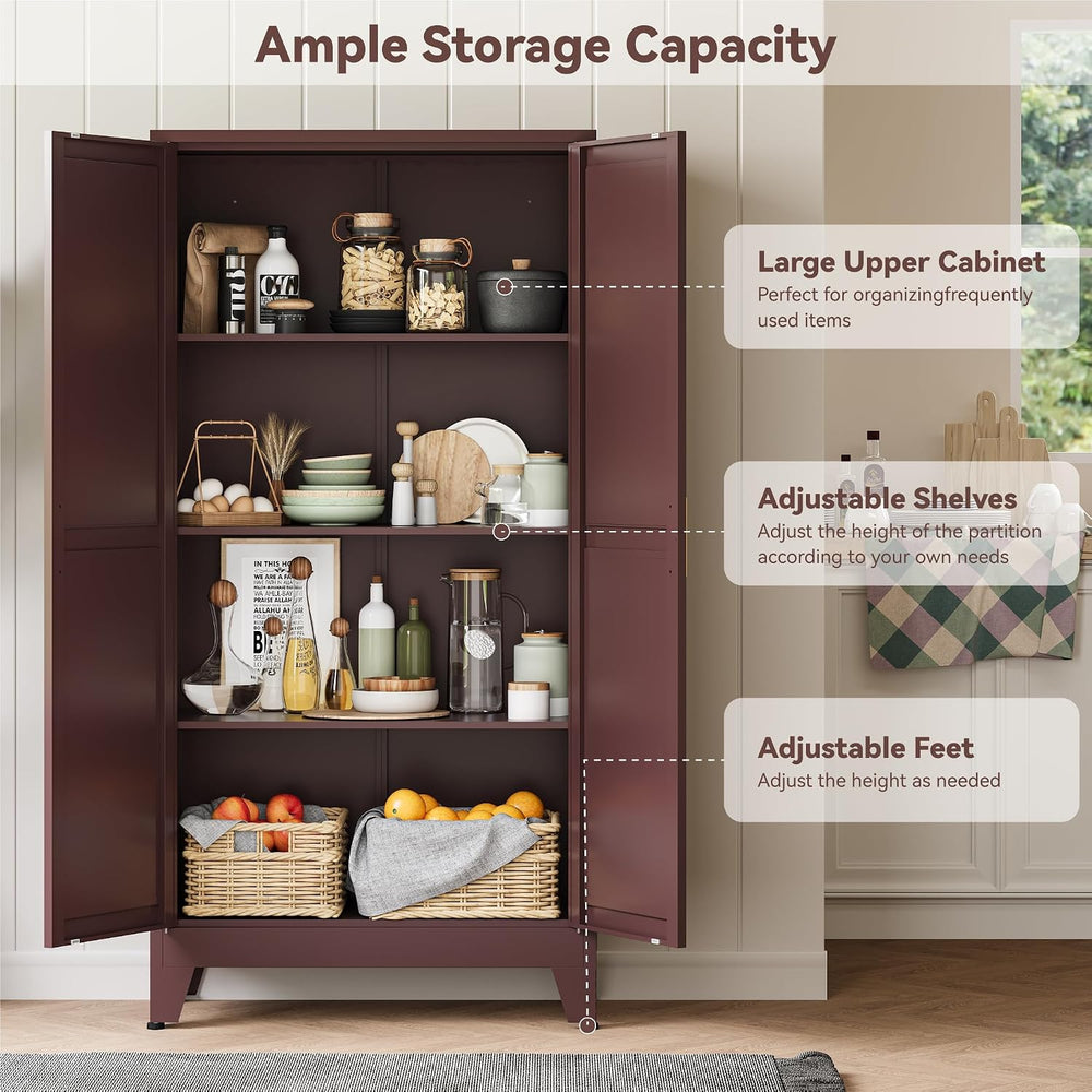 Baborokic 61H Metal Storage Cabinet with 2 Doors and Adjustable Shelves,Farmh...