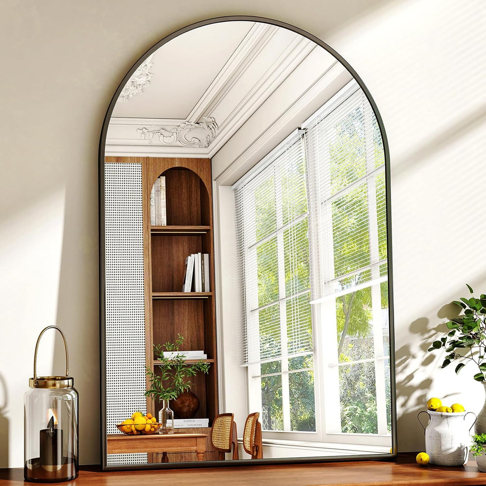 XRAMFY 24"x36" Black Arched Bathroom Mirror - Wall Mirror for Bedroom