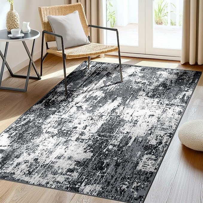 Washable Area Rugs 4'x5' Non-Slip Modern Abstract Soft - Image 3