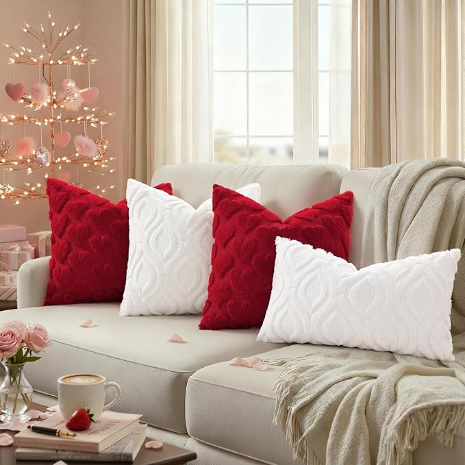 decorUhome Valentine’s Day Soft Plush Throw Pillow Covers 16x16 Inch Set of 2 - Image 2