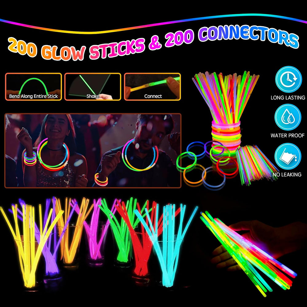 248PCS Glow in the Dark Party Supplies, Party Pack Bulk , 16PCS Foam Glow Sti...