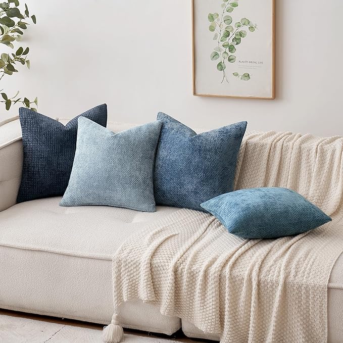 MIULEE Pack of 2 Lumbar Couch Throw Pillow Covers 20x12 Inch Coastal Smoke Blue - Image 4