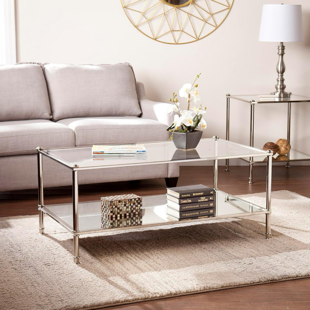 Paschall Glass Top Coffee Table in Silver