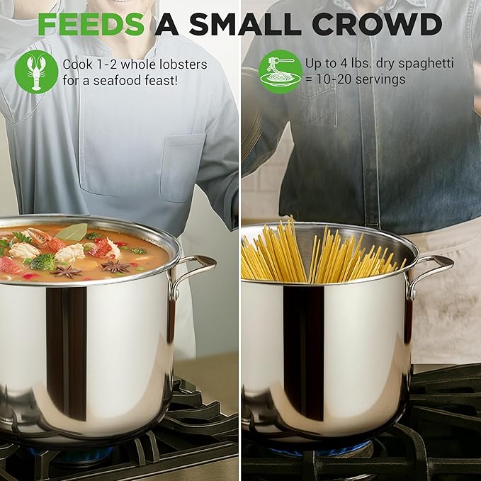 NutriChef 12 Quart Stainless Steel Stock Pot