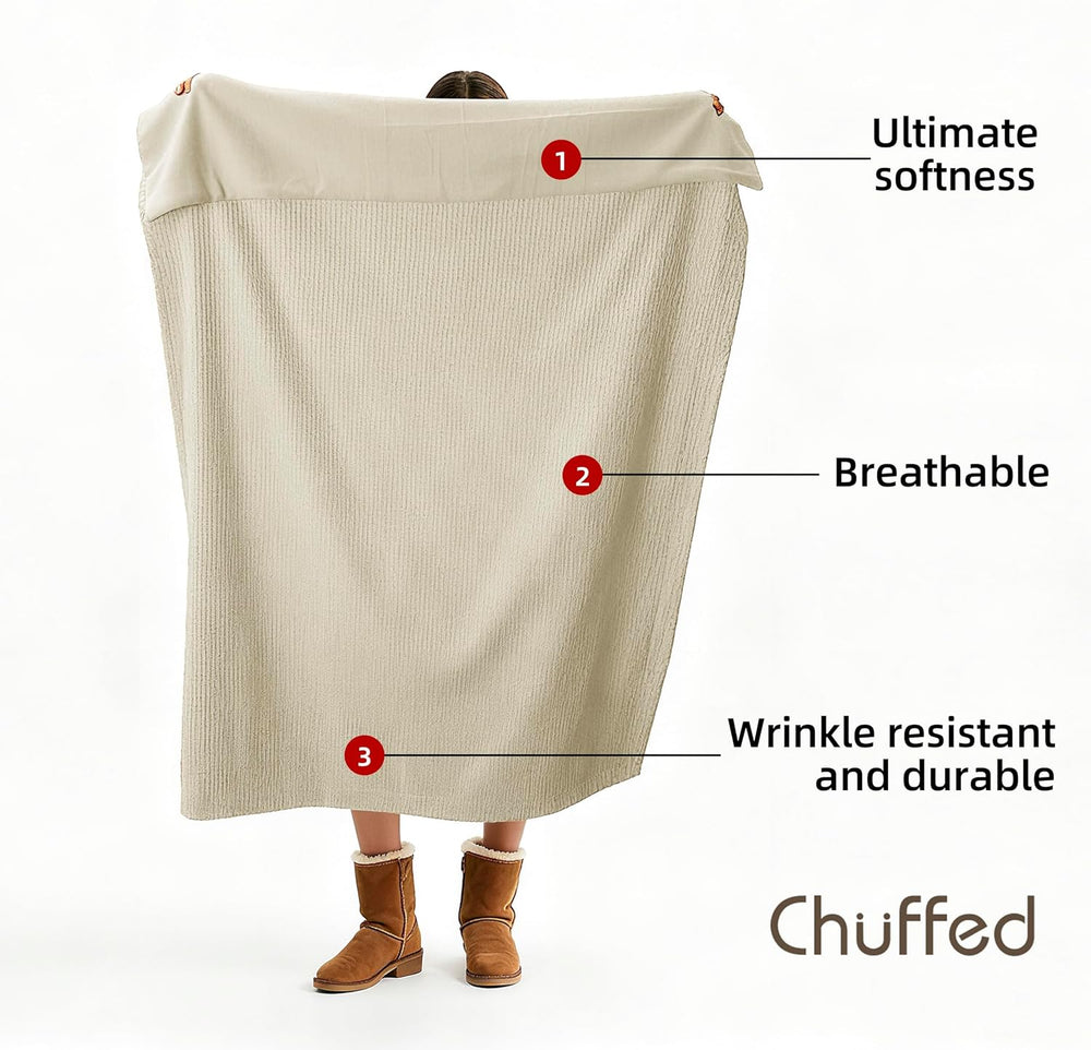 CHUFFED Cotton Waffle Blanket King Size - Plush Milk Velvet & Reversible ...