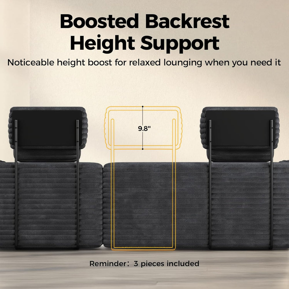 CAMMOO Couch Headrest Extender, 3 Pack Grey Corduroy