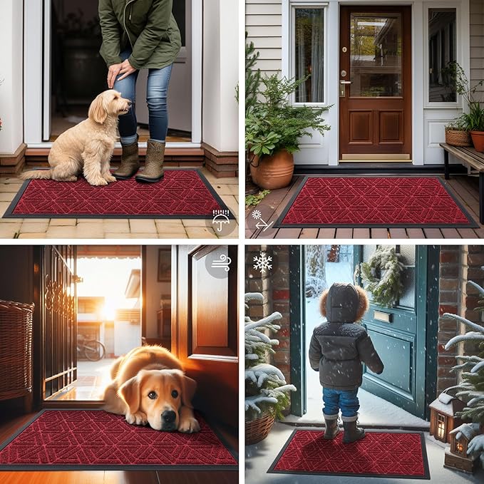 Smiry Front Door Mat Outside Entrance, Heavy Duty Sturdy Natural Rubber Doormat - Image 7