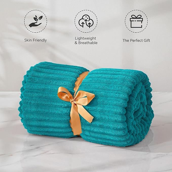 BEDELITE Fleece Blanket Twin Size – 3D Ribbed Jacquard Soft and Warm Decorative - Image 4