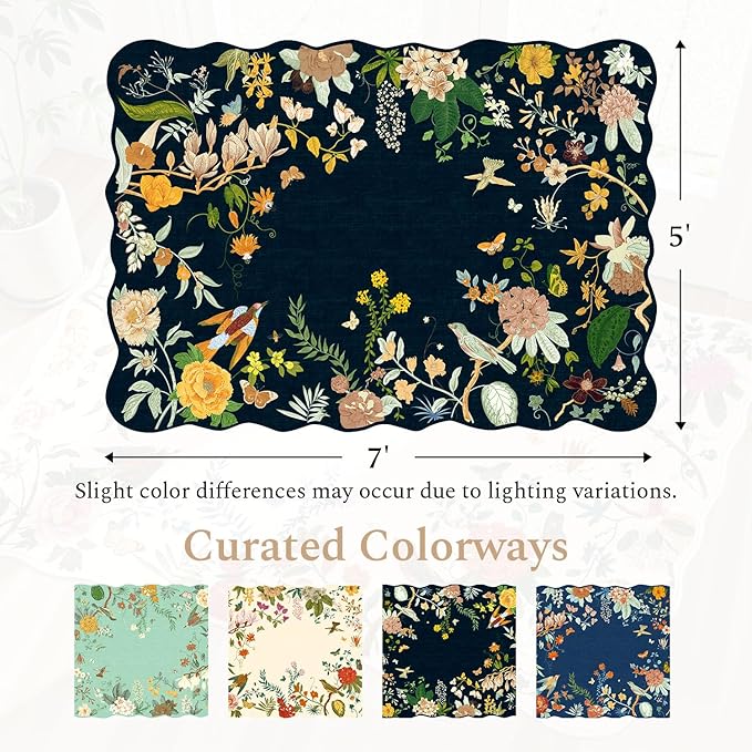 Rugflix 5x7 Floral Area Rug for Living Room, Machine Washable Rugs - Image 2