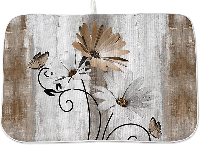 Floral Dish Drying Mat 18x24 Inches by OFIRD