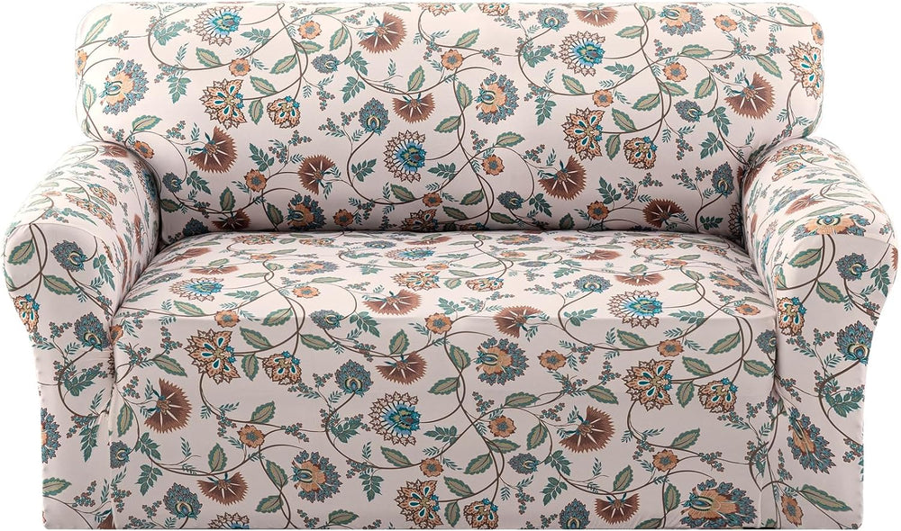 H.VERSAILTEX Printed Loveseat Covers 2 Cushion Couch Covers for Sofa Floral P...