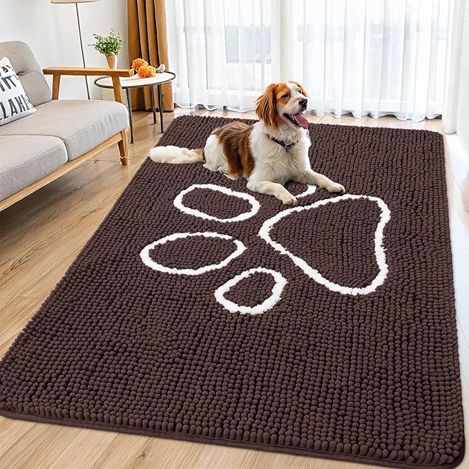 Smiry Dog Door Mat for Muddy Paws, Absorbent Dirt Trapper Non Slip Quick Dry by Smiry