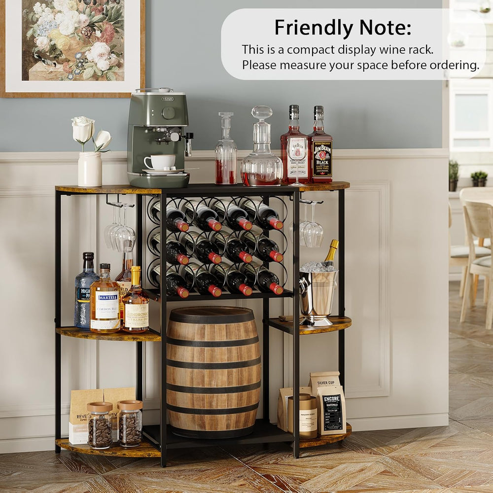 JKsmart Wine Bar Cabinet with LED Lights, Mini Wine Bar Cart with Storage and...