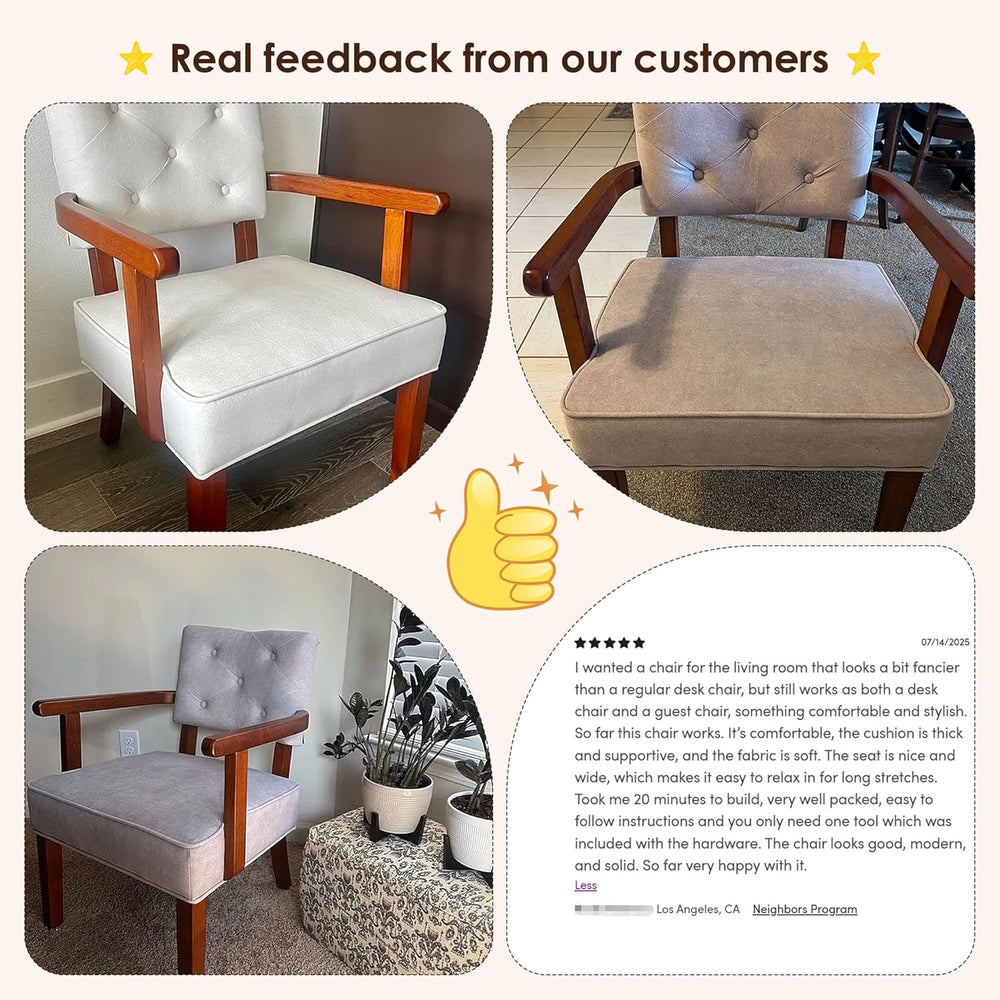 Modern Accent Chair for Bedroom, Mid-Century Arm Chairs with Wood Arms