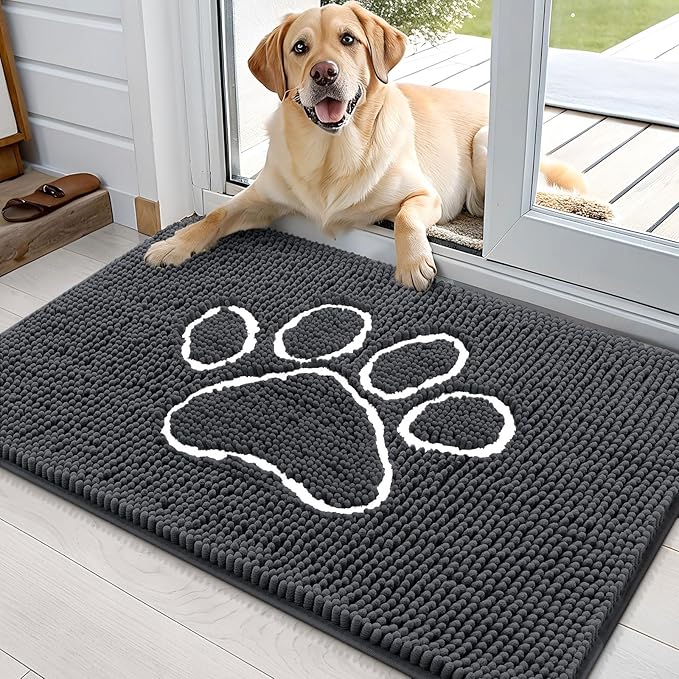OLANLY Dog Door Mat for Muddy Paws 35x24, Paw Print Design, Absorbs Moisture by OLANLY