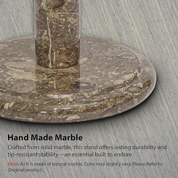 Handmade Fossil Grey Marble Paper Towel Holder – Natural Stone Stand - Image 7