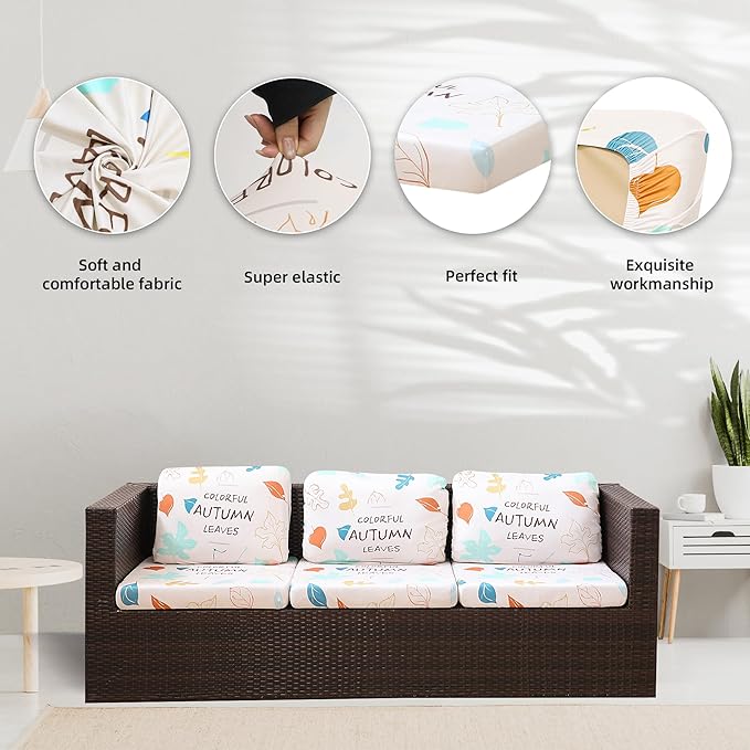 8Pcs Stretch Patio Cushion Covers, Outdoor Couch Covers Replacement, Outdoor - Image 3