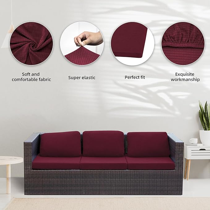 8Pcs Stretch Patio Cushion Covers, Outdoor Couch Covers Replacement, Outdoor - Image 3