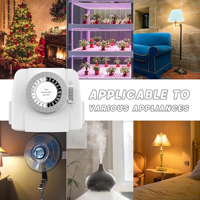 TiFFCOFiO Indoor Mechanical Outlet Timer, 3 Prong Timers - Image 6