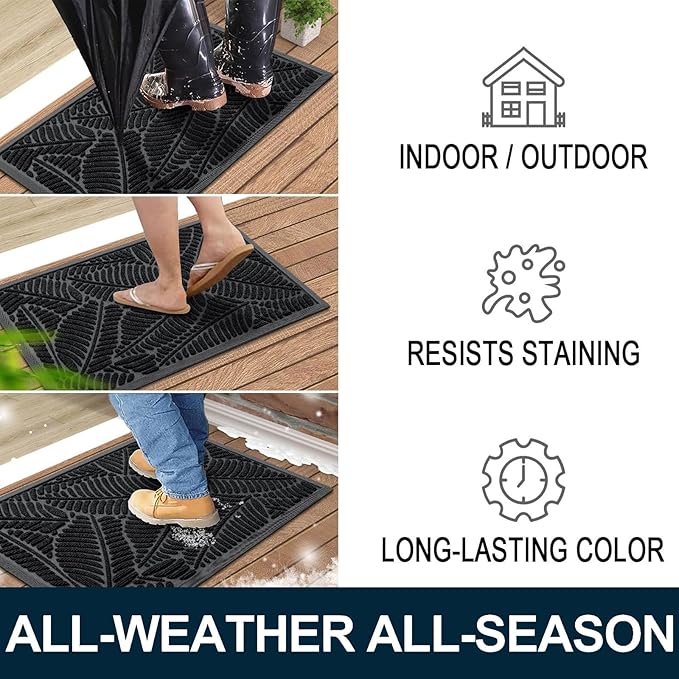 Colorxy Waterproof Doormat, Sturdy Natural Rubber Front Indoor Mat, Non Slip - Image 4