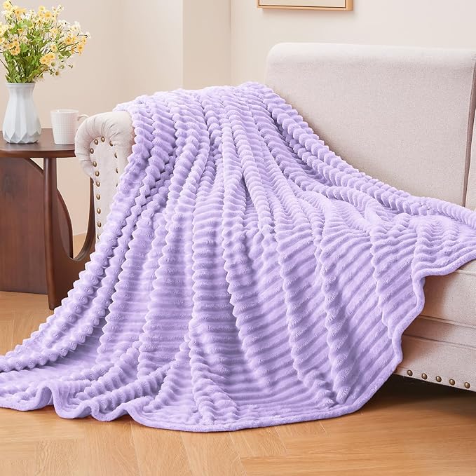 BEDELITE Fleece Blanket Twin Size – 3D Ribbed Jacquard Soft and Warm Decorative - Image 2