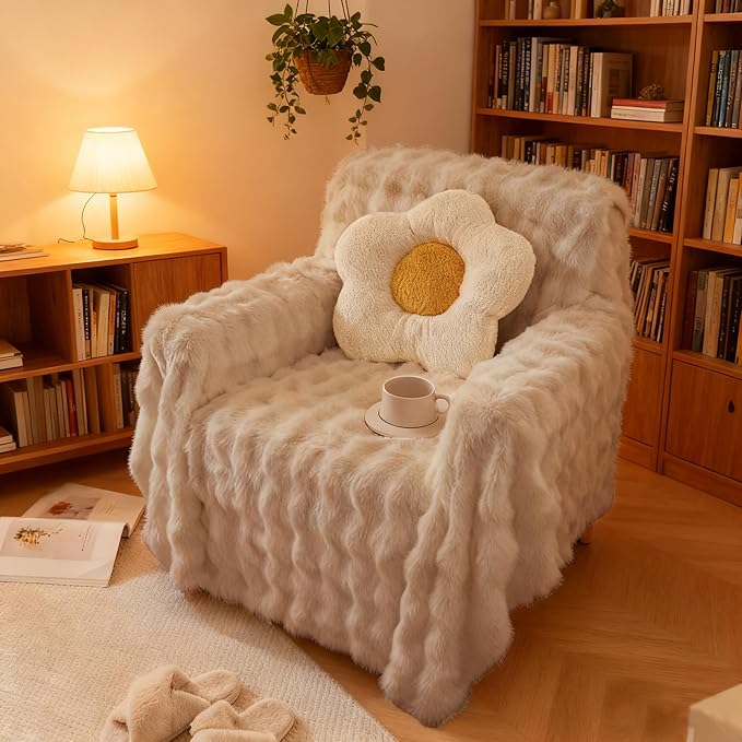 HANDONTIME Plush Sofa Slipcovers Washable Armchair Cover by HANDONTIME