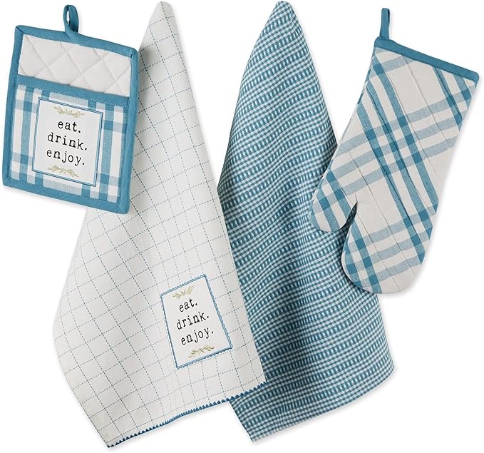 DII Home Sweet Farmhouse Kitchen Collection, Potholder/Oven Mitt/Dishtowel Set by DII