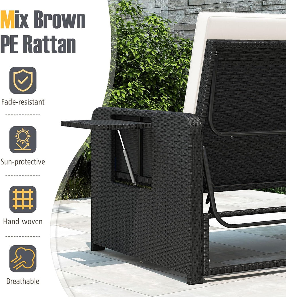 RELAX4LIFE Wicker Patio Outdoor Daybed - Rattan Day Bed Lounger w/Loveseat &a...