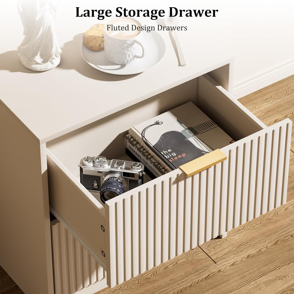 3 Piece Modern Bedroom Set, 6 Drawer Dresser with 2 Nightstands, Beige