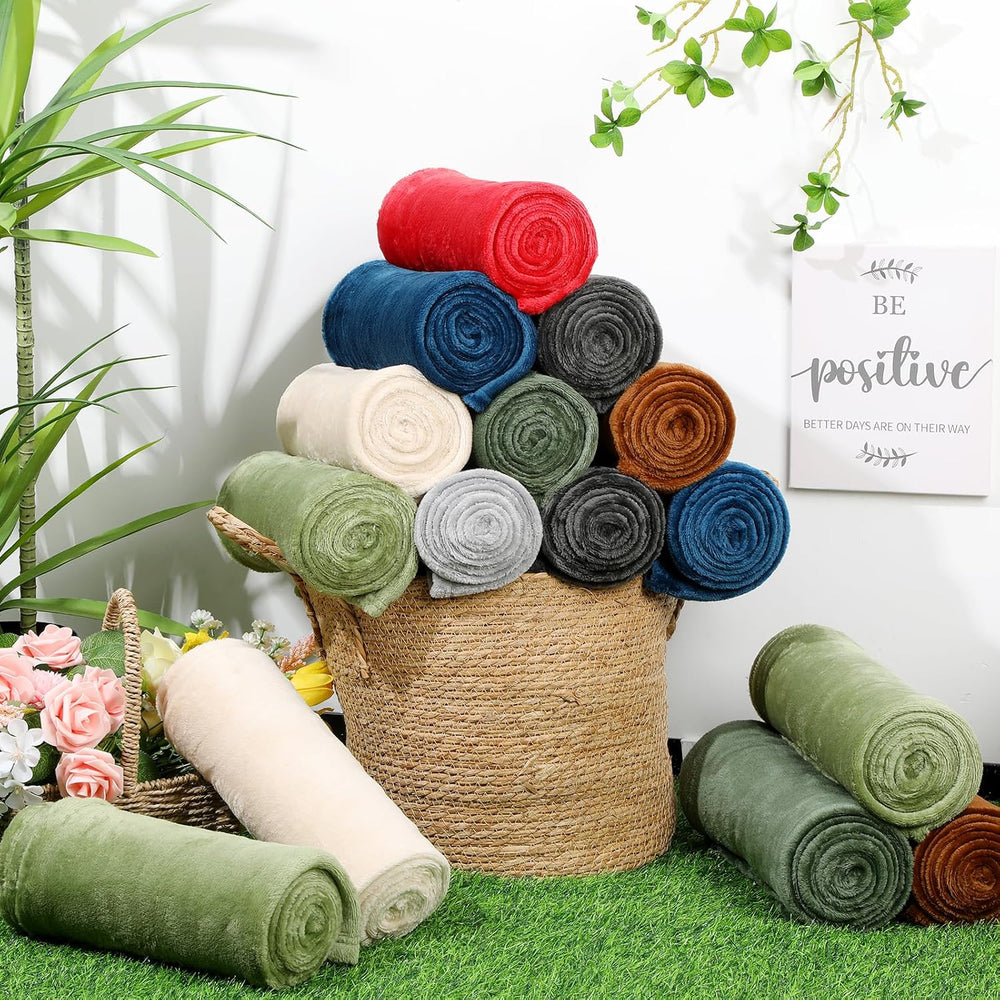 8 Pcs Flannel Fleece Throw Blanket Bulk 50 x 60 in Soft Fleece Throw Blankets...