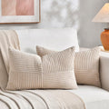 Fancy Homi 2 Packs Tan Lumbar Decorative Throw Pillow Covers 12x20 Inch by Fancy+Homi