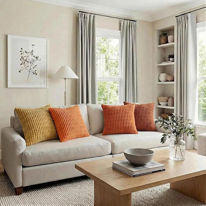 Fancy Homi Set of 4 Burnt Orange Fall Boho Decorative Throw Pillow Covers 24x24 - Image 6