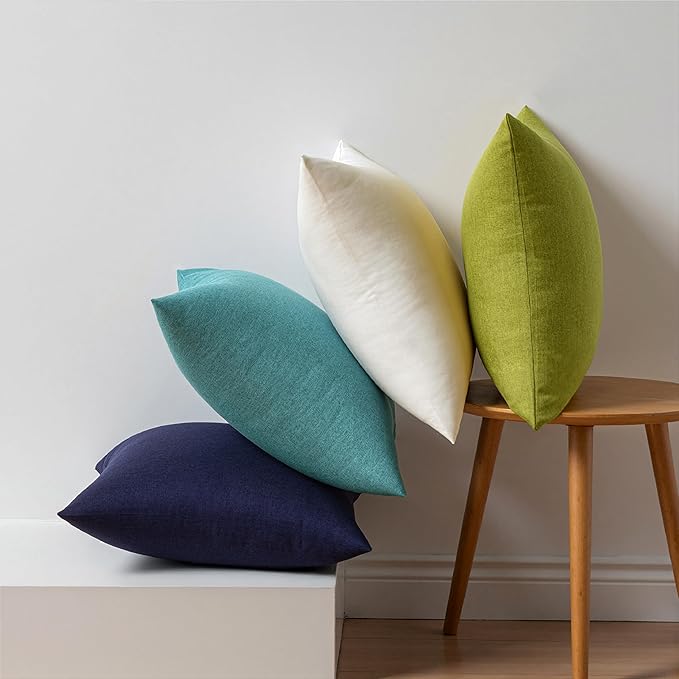 MIULEE Pack of 4 Decorative Outdoor Throw Pillow Covers Linen Waterproof Pillow - Image 6