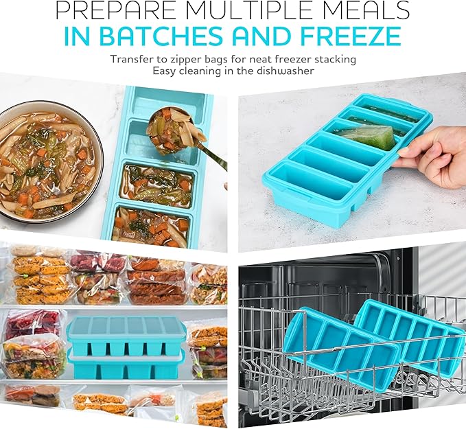 Silicone Freezer Tray With Lid-Soup Freezer Container molds-Large Ice Cube Tray - Image 2