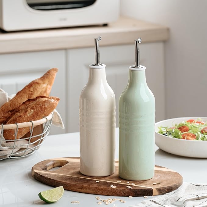 famiware Jupiter 16oz Ceramic Olive Oil Dispenser Bottle, Olive Oil and Vinegar - Image 3