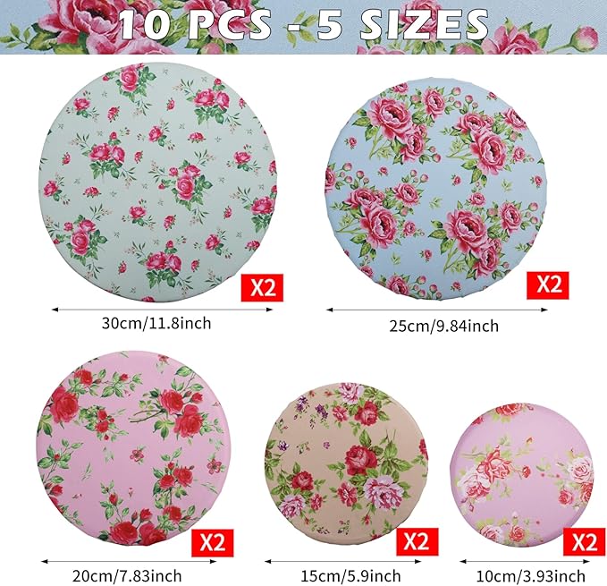 10Pcs Reusable Bowl Covers In 5 Size, Stretch Cloth Fabric Dish Cover Kitchen - Image 2