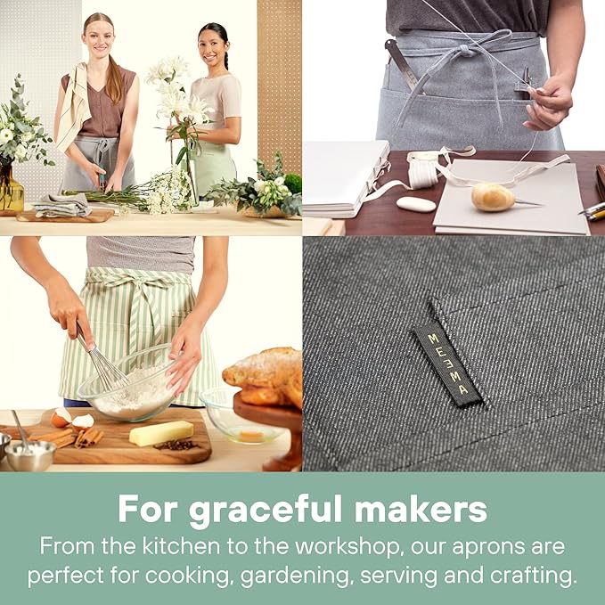 MEEMA Chef Waist Apron Cotton Fabric |Washable & Breathable Waitress & Server - Image 8
